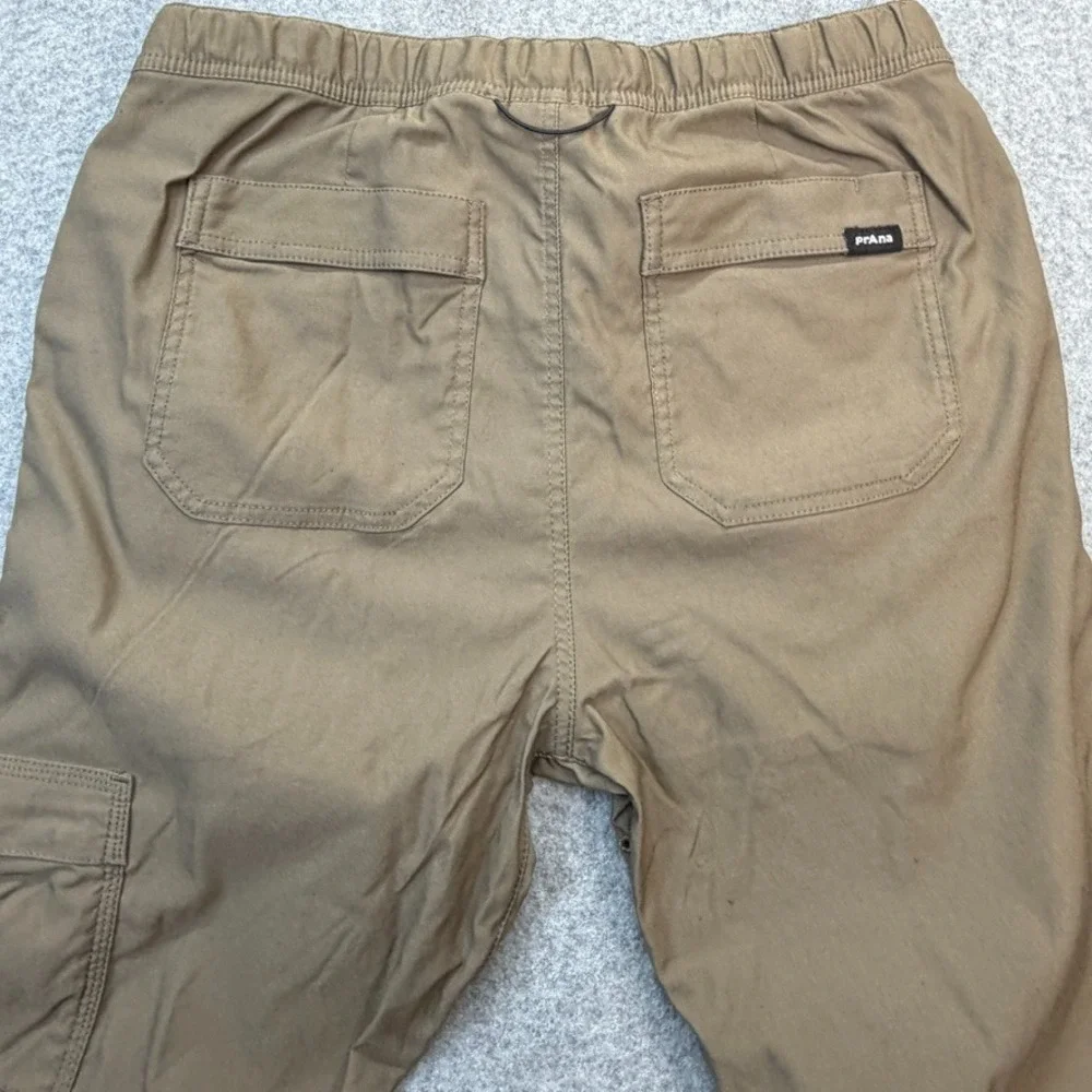 prAna Men Cargo Pants Large Stretch Beige 32x30 Standard Fit Belt Hiking Outdoor